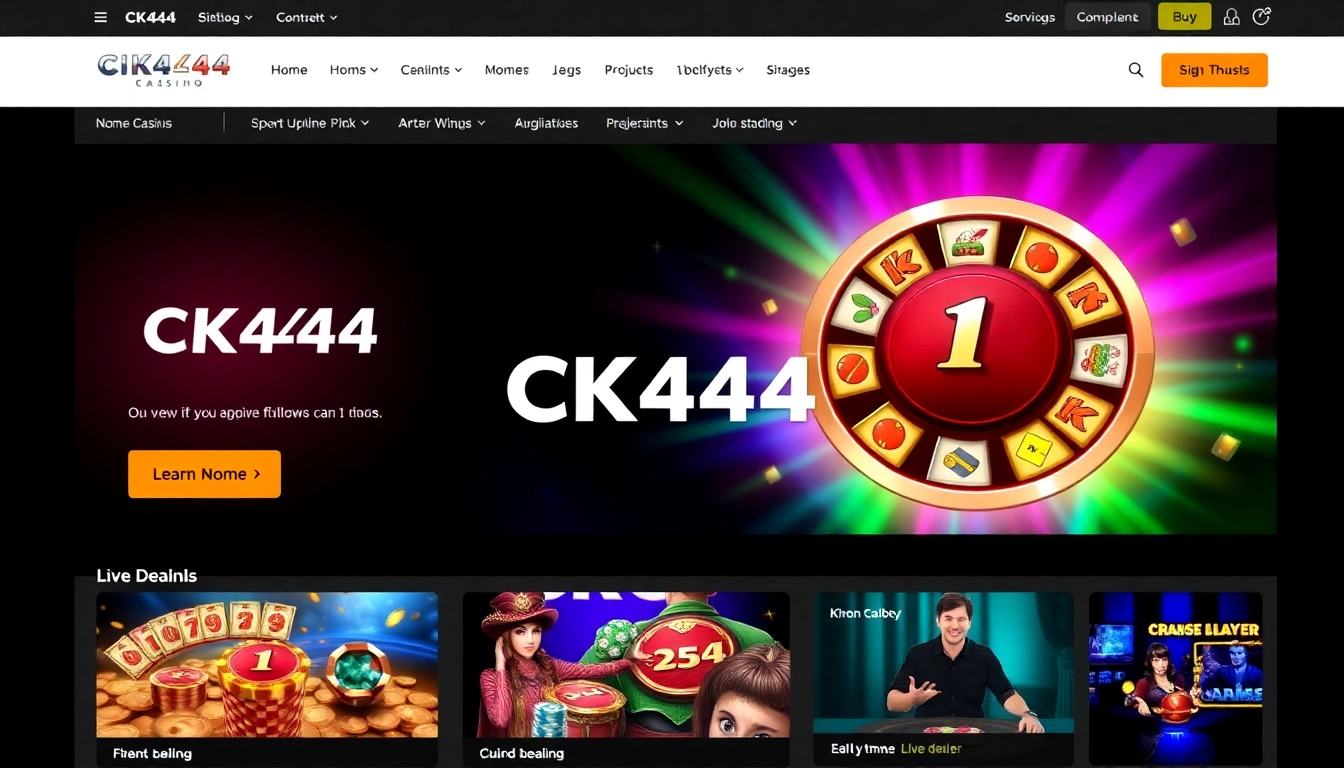 CK444 showcases an engaging online gaming platform with lively visuals and bright casino elements for immersive user experience.