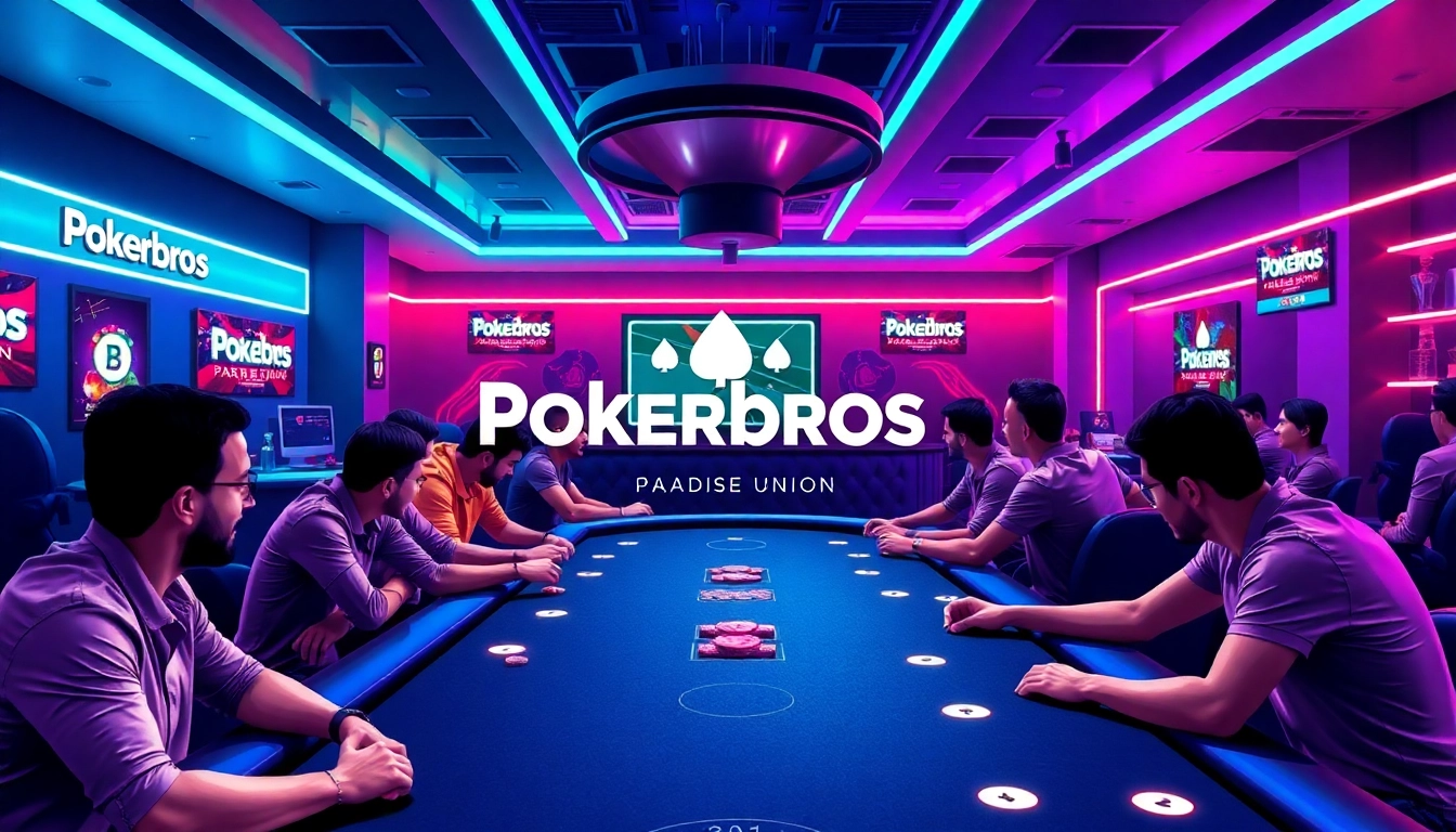 Pokerbros Paradise Union virtual casino with players enjoying dynamic poker games online.