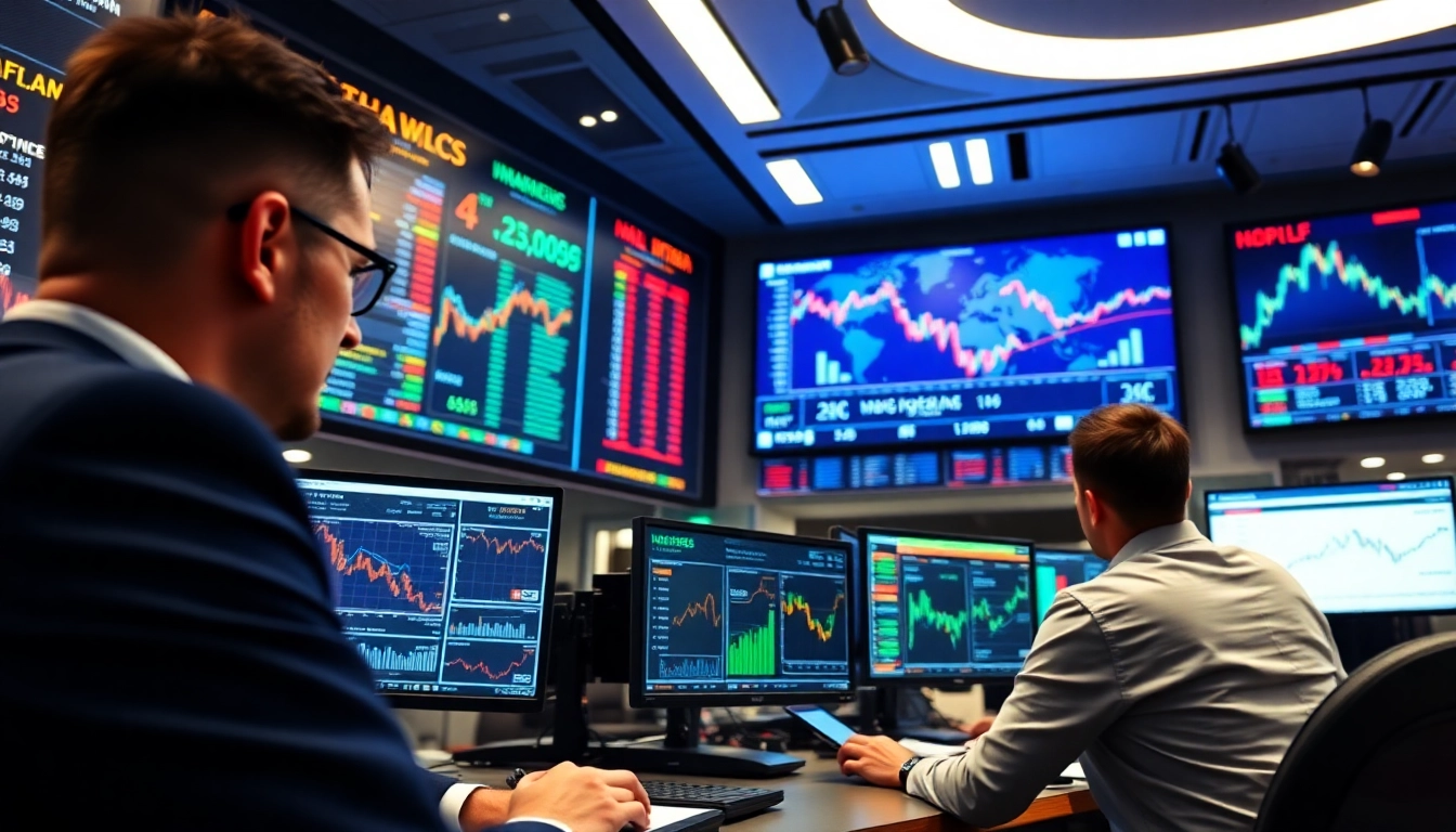 Stock Market Latest News updates showing stock charts and traders analyzing market movements