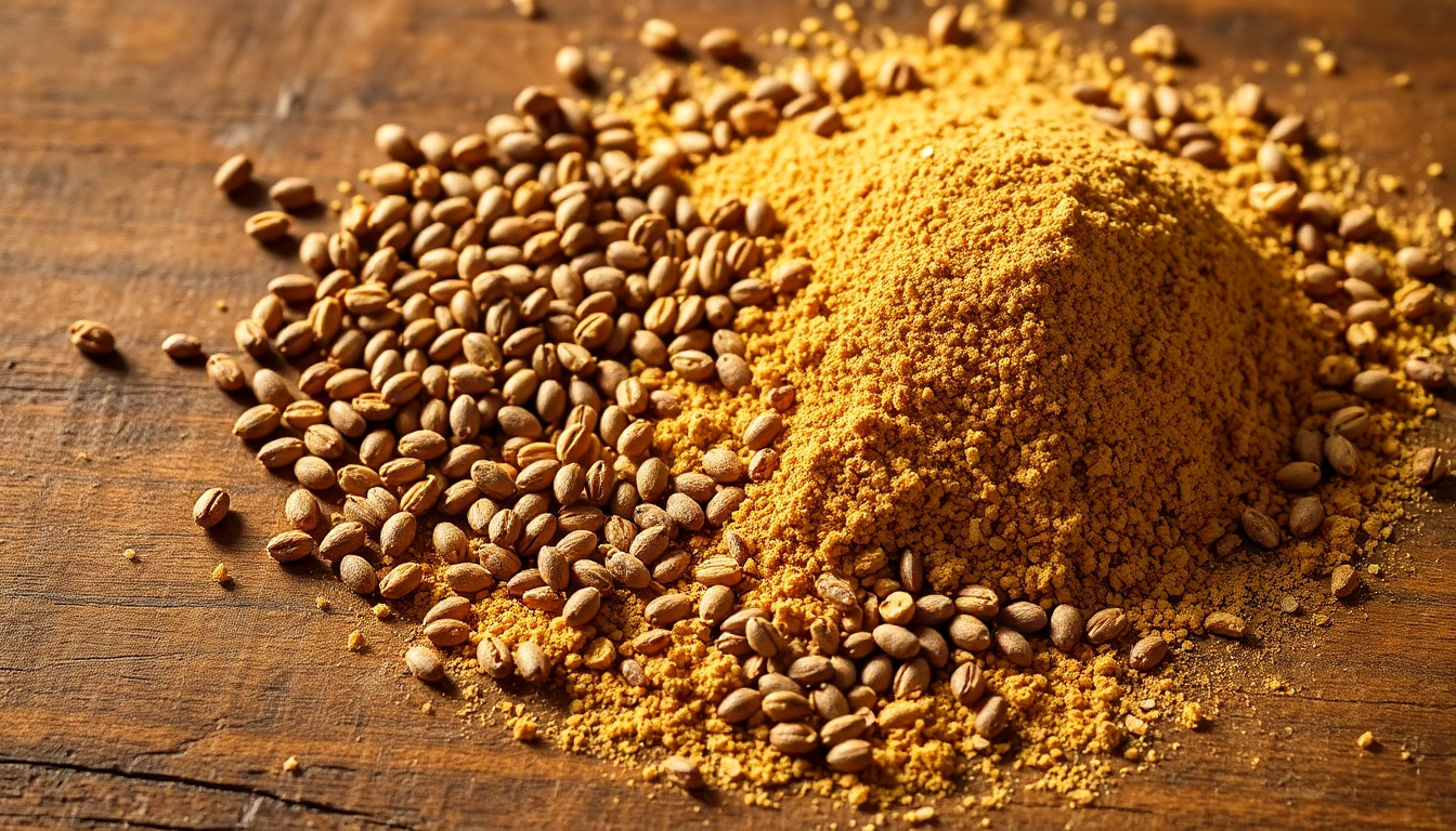 Cumin Powder showcased with whole cumin seeds in a rustic setting for rich flavor and aroma